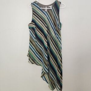 Women's Cato Striped Asymetircal Hem Top Sz 18/20W